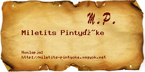 Miletits Pintyőke névjegykártya